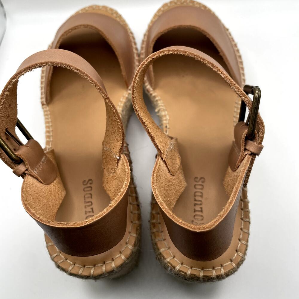 SOLUDOS  Minorca Beige Leather Espadrille Platform Sandals  Size 9,5 vacation - Picture 10 of 12